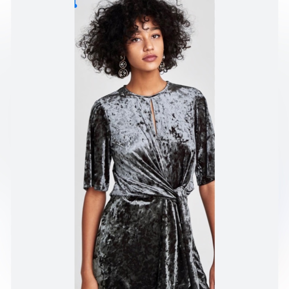 Zara Crushed Velvet Charcoal Gray Dress